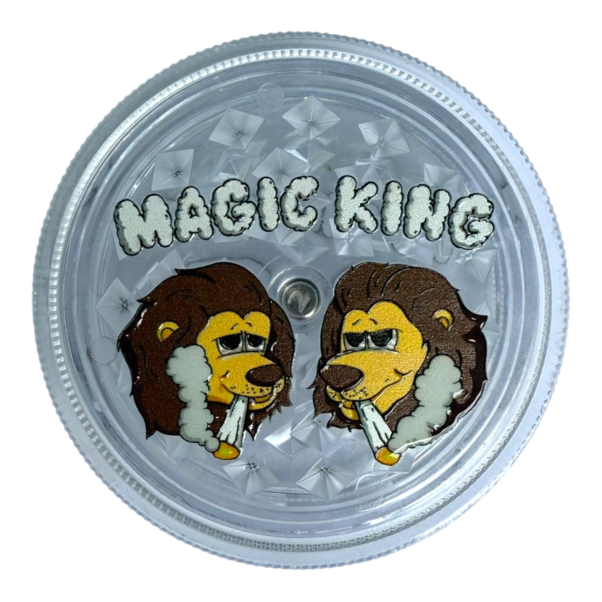 Grinder plastique Magic King Lions Smoking – vue de face, objet artistique