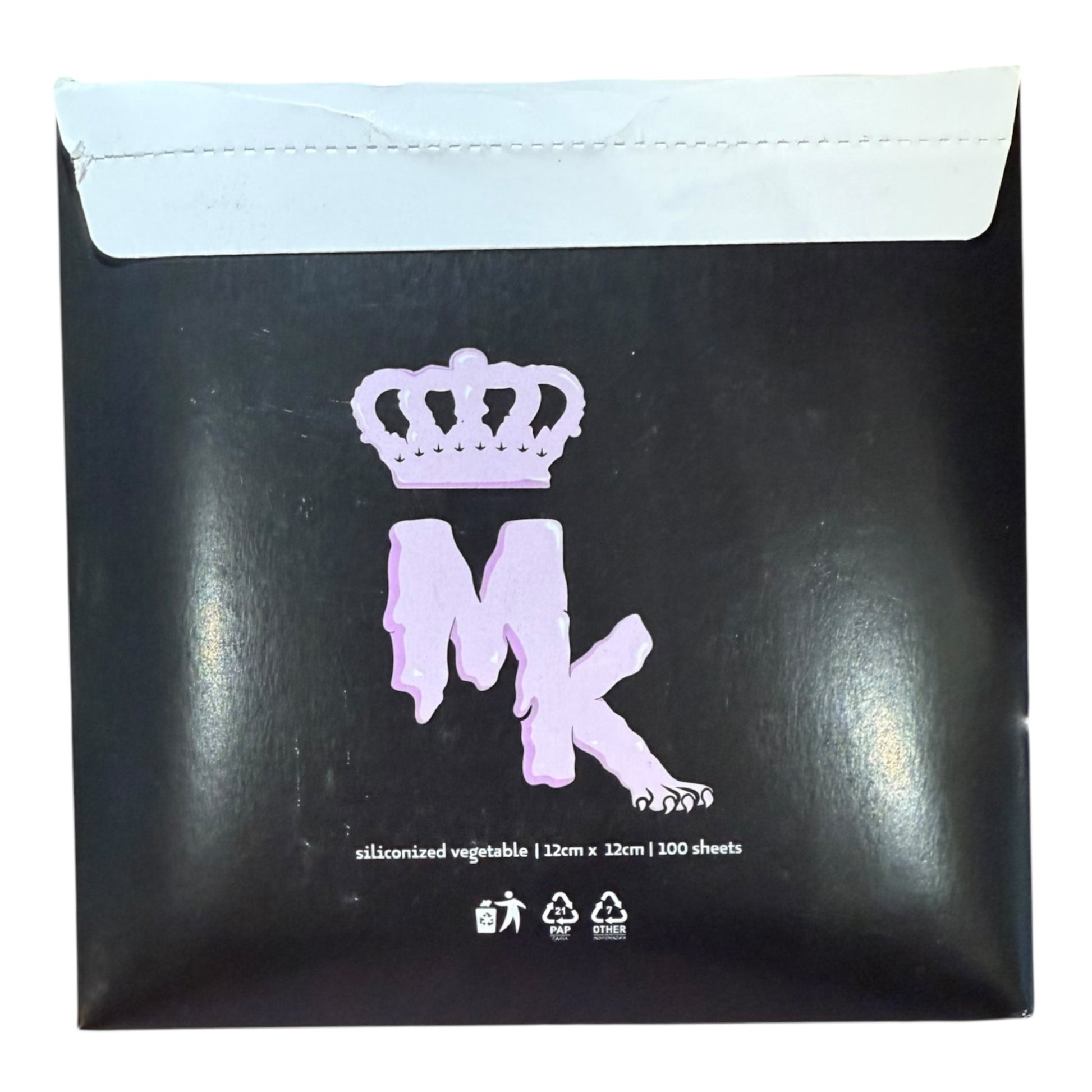 HASHPAPER Magic King – Papier végétal transparent pro pour cure et conservation du haschich, 100 feuilles 12x12cm, dos