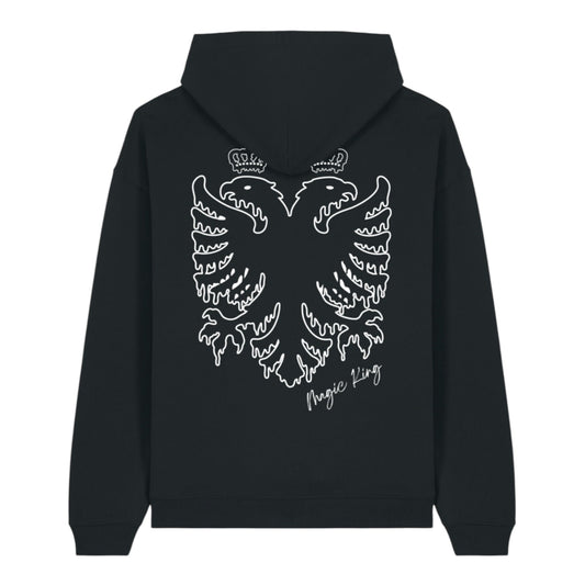 Magic King EAGLE Printed Hoodie Black - MK Broded White & Eagle Printed