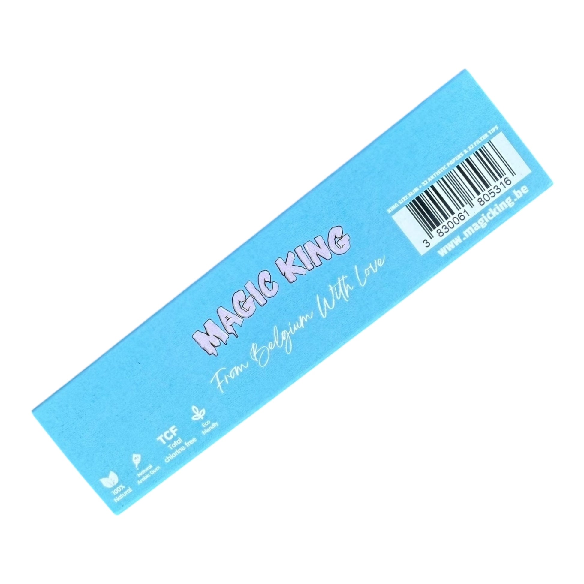 Feuilles artistiques Magic King Bleu Riz Slim + Tips – face arrière du pack artisanal bleu