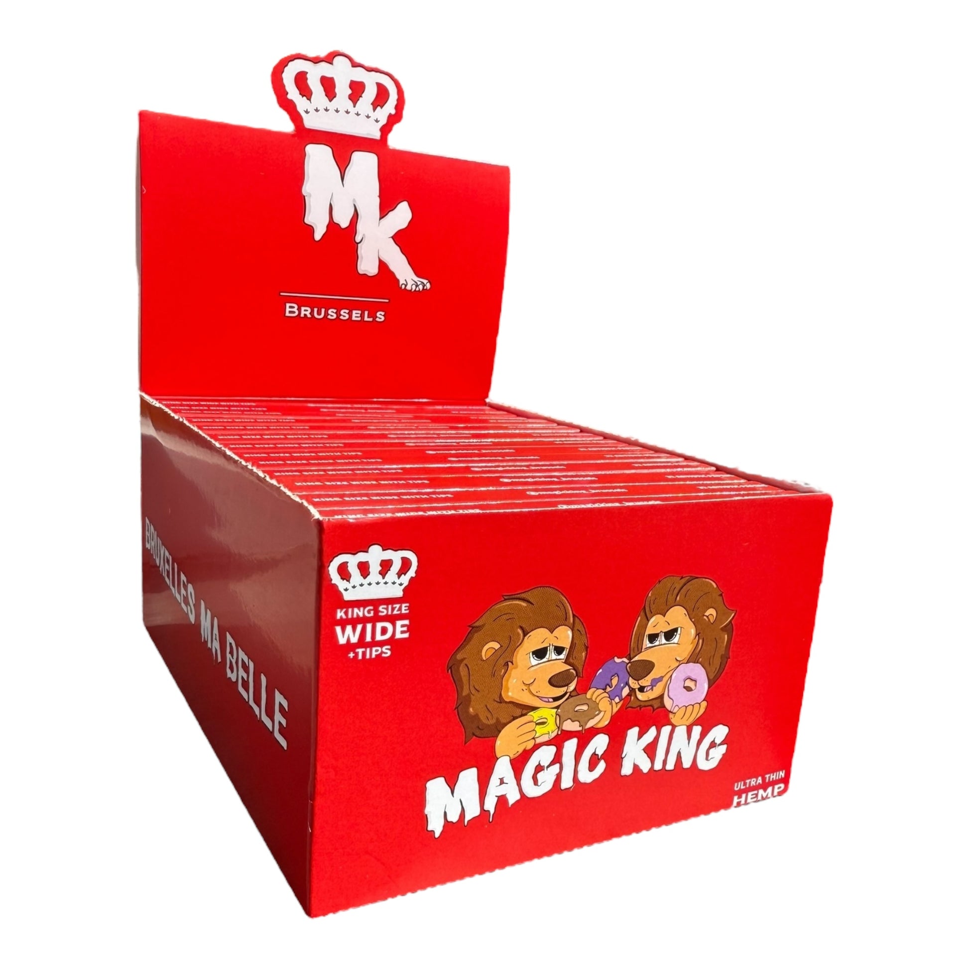 Feuilles artistiques Magic King Chanvre Rouge + Tips – boîte de face édition rouge ultra fin