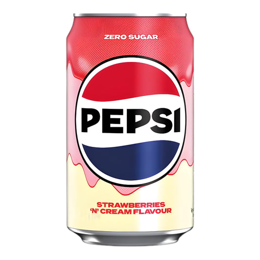 Pepsi Strawberry & Cream 330ml en canette – soda pétillant au cola, à la fraise et aux notes crémeuses de vanille
