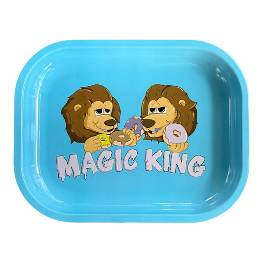 Plateau en métal Magic King Lions Donuts Bleu Aqua – format small, design artistique MK collector