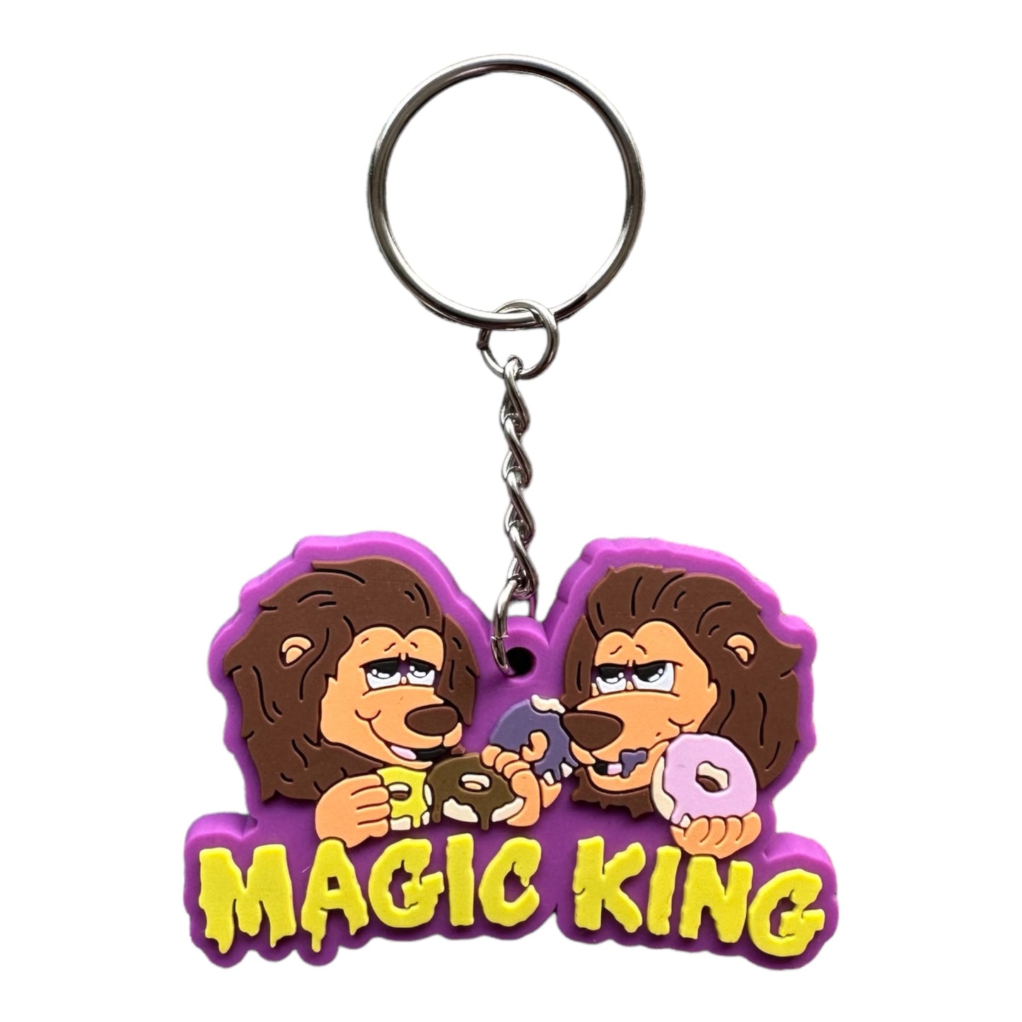 Porte-clés face Magic King Lions Donuts mauve, lions avec donuts, édition collector