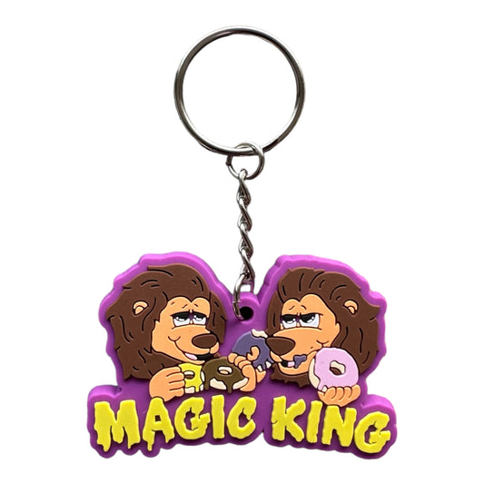 Porte-clés face Magic King Lions Donuts mauve, lions avec donuts, édition collector