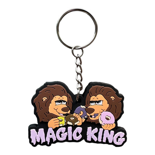 Porte-clés Face Magic King Lions Donuts couleur noir, design deux lions avec donuts