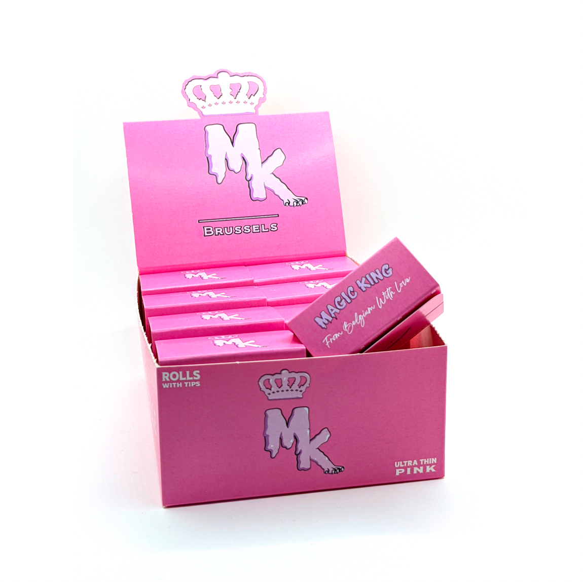 Boîte Magic King rouleaux artistiques rose – Papier 4m avec tips intégrés, vue de face