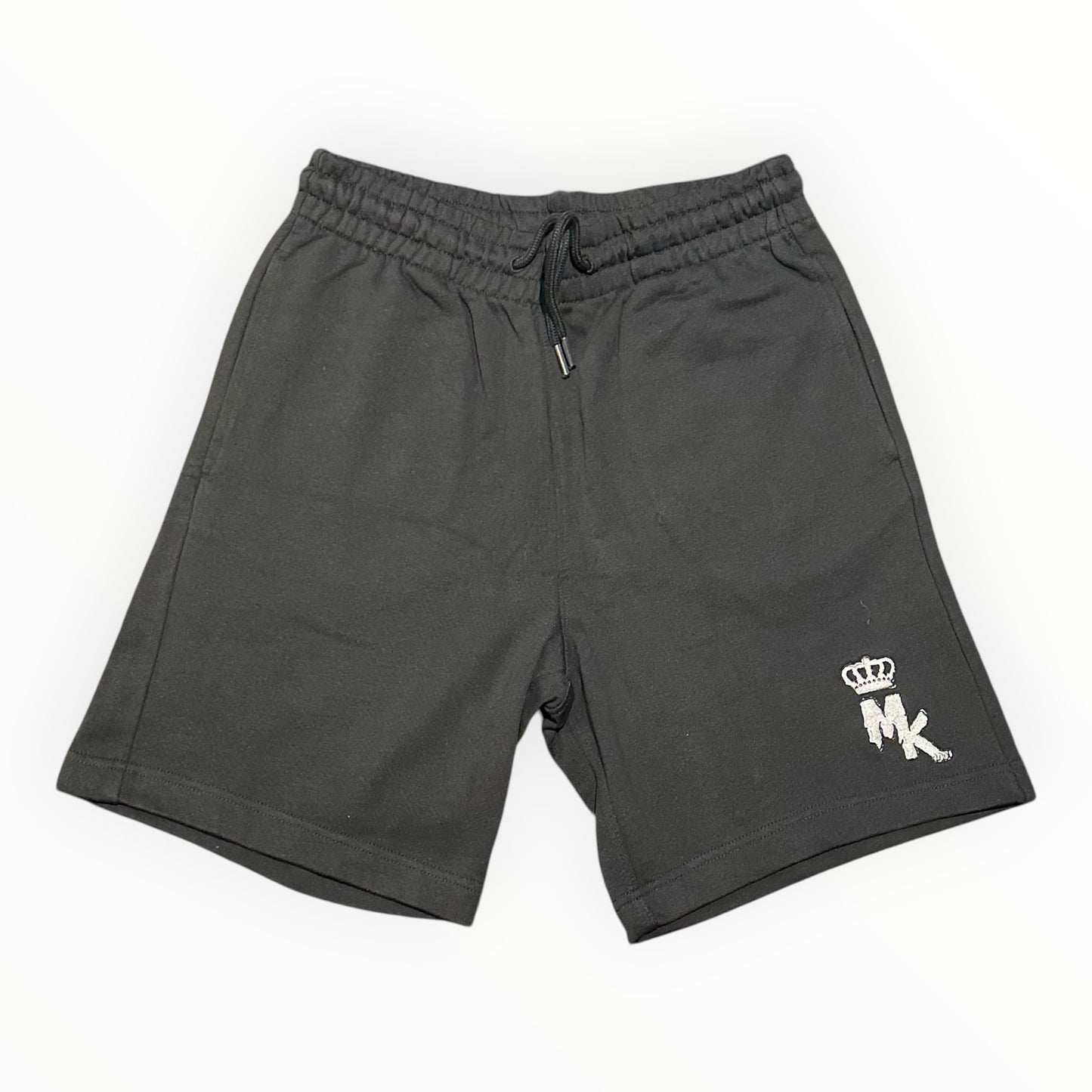 Short Magic King Noir en tissu épais avec logo MK brodé Blanc