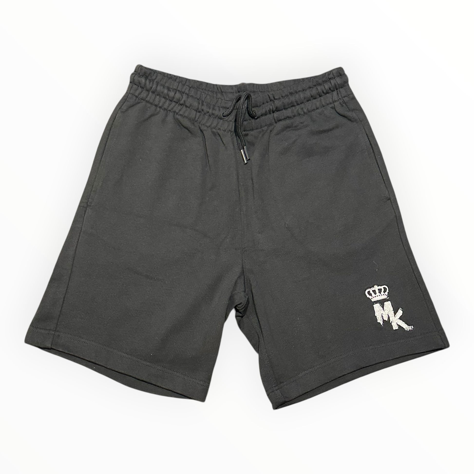 Short Magic King Noir en tissu épais avec logo MK brodé Blanc
