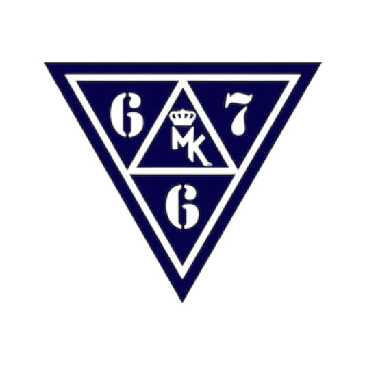 Stickers Magic King x 667, logo MK en bleu sur noir, 3 tailles Small Medium Large