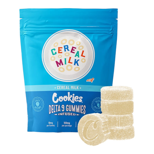 Gummies Cookies Cereal Milk, paquet ouvert avec bonbons visibles, Magic King