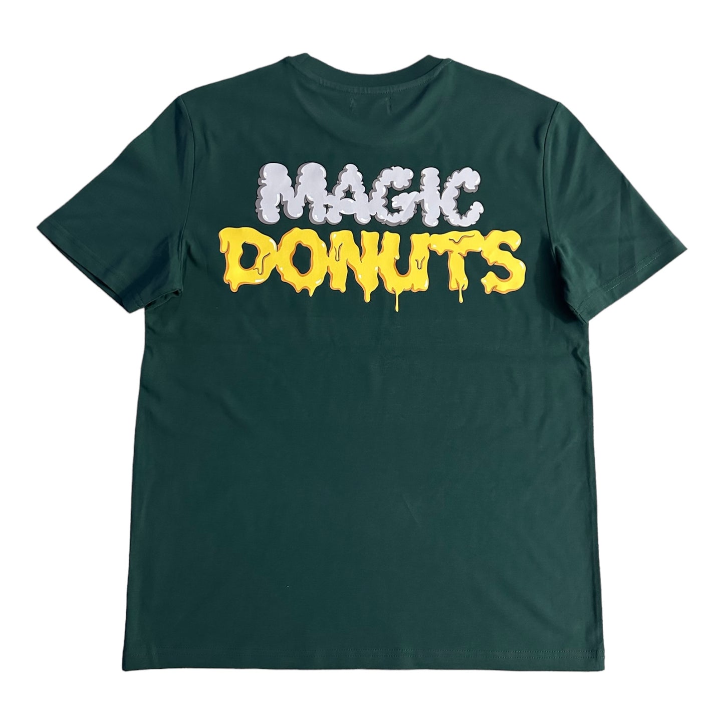 T-shirt Magic King Donuts Vert unisexe en coton biologique lavé 180g, dos.